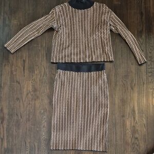 ANN TAYLOR Factory Black and Brown Women's Sweater Skirt Set